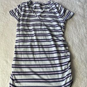 Ingrid & Isabel Pink and Navy Striped Maternity Shirt Size M